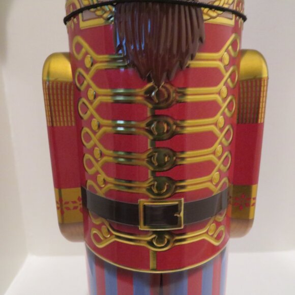 Christmas Red Nutcracker Tin Can Silver Crane Co. Keepsake Gift Empty Container - Picture 3 of 14